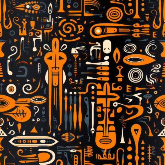 African Ancestral Spirits Design Seamless Pattern