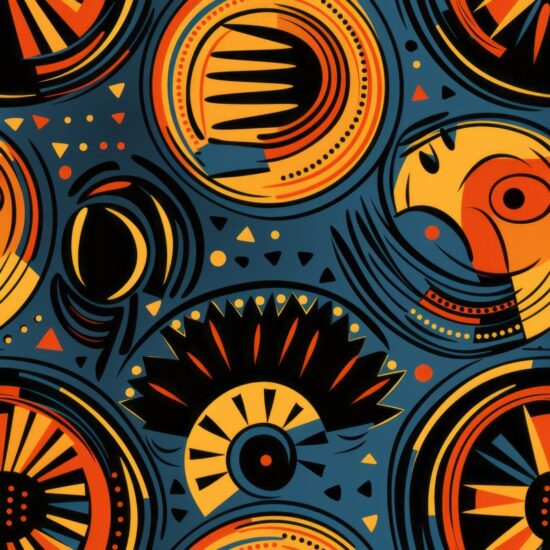 African Drum Circle Rhythms Seamless Pattern