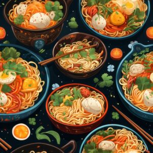 Asian Noodle Adventure Seamless Pattern