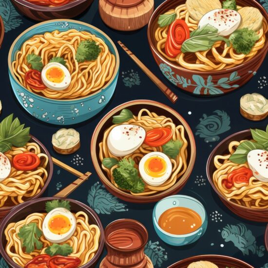 Asian Noodle Adventure Seamless Pattern