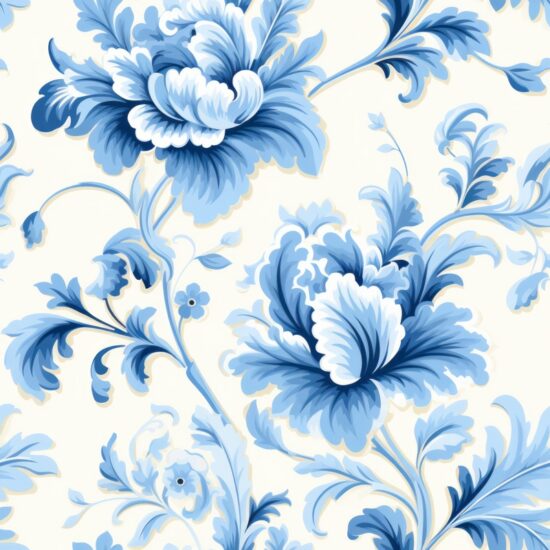 Baby Blue Floral Elegance Seamless Pattern