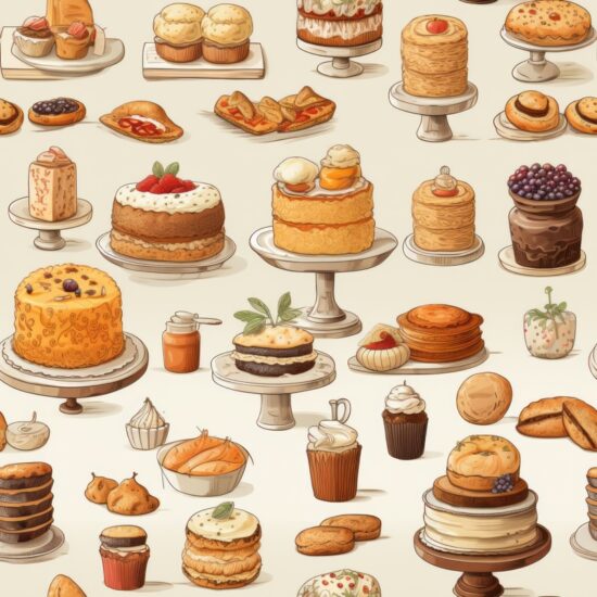 Bakery Brunch Delights Seamless Pattern