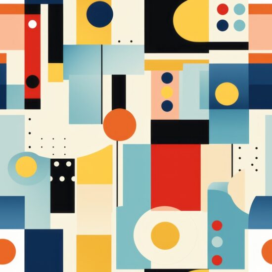 Bauhaus Art Collage: Colorful Trend Seamless Pattern
