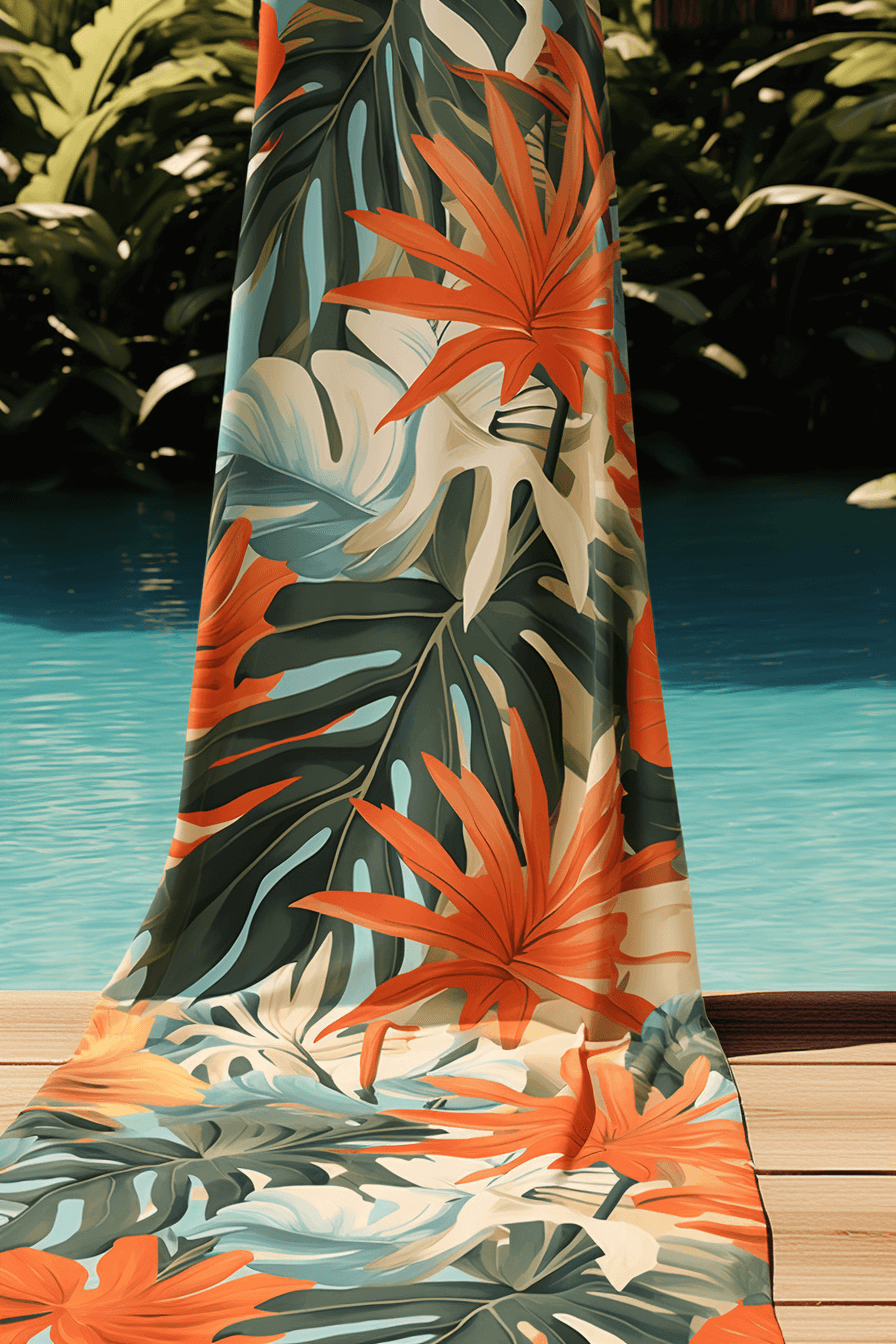 Beach Towel Mockup with jungle pattern design 2 pattern design