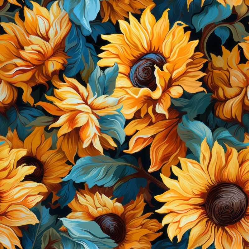 Blooming Sunflower Artistry Seamless Pattern