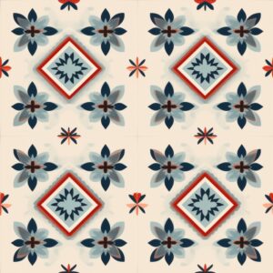 Blue Floral Oriental Carpet Seamless Pattern