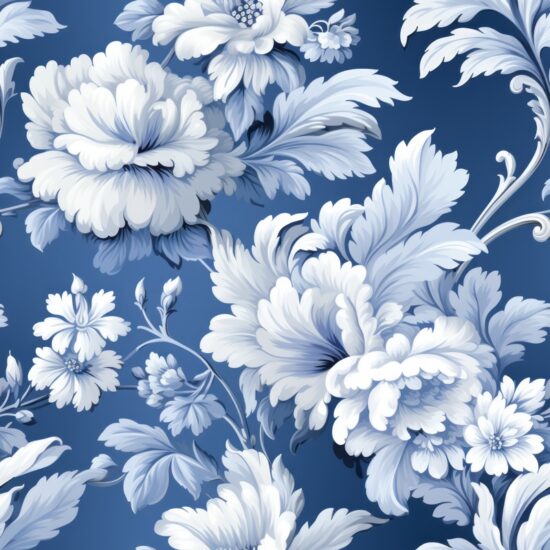Blue Victorian Floral Wallpaper Seamless Pattern