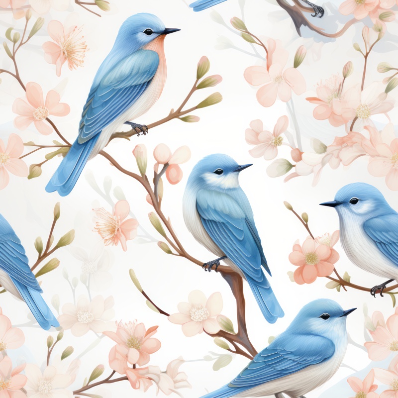 Bluebird Serenade Seamless Pattern