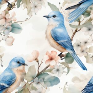 Bluebird Watercolor Artistry Seamless Pattern