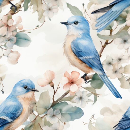 Bluebird Watercolor Artistry Seamless Pattern