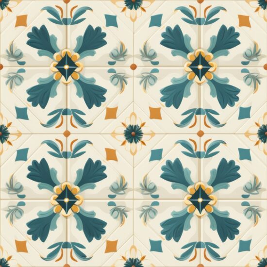 Bohemian Floral Tiles Seamless Pattern
