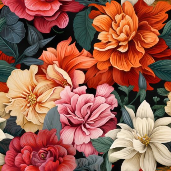 Botanical Dahlia Flora Fiesta Seamless Pattern