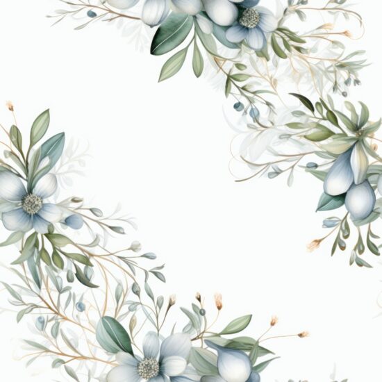 Botanical Frame Floral Illustration Seamless Pattern