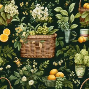 Botanical Picnic Basket Serenade Seamless Pattern