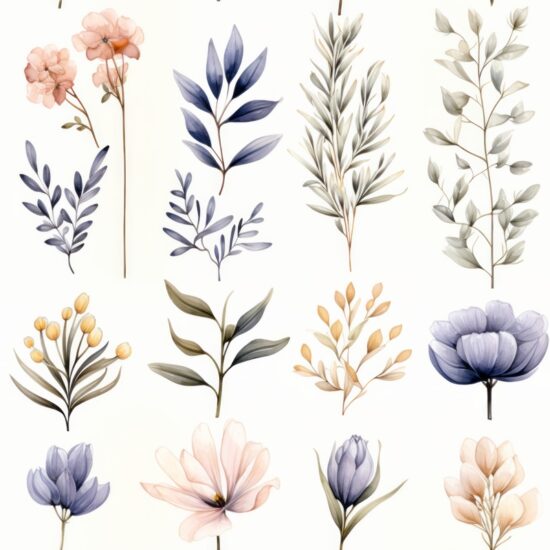 Botanical Sketches: Soft and Delicate Seamless Pattern
