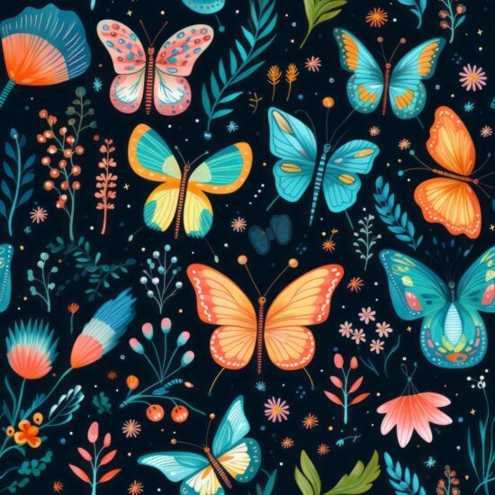 Butterfly Blooms Floral Pattern Seamless Pattern