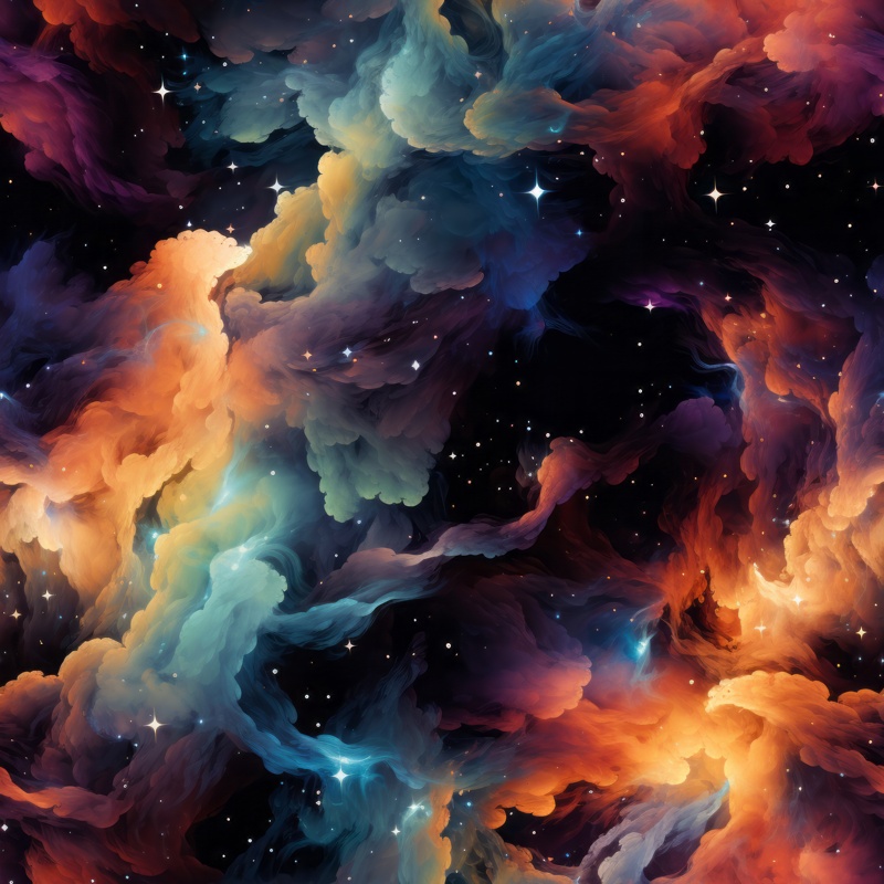 Celestial Nebula Bonfire Art Seamless Pattern