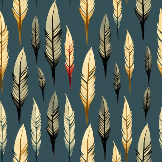 Charming Quill and Leaf Duo Seamless Pattern