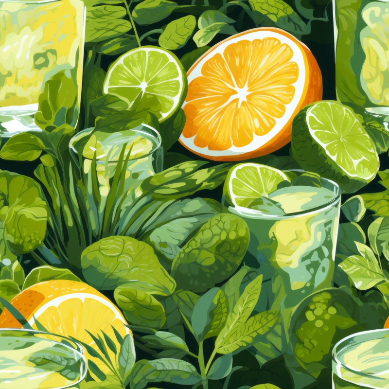 Citrus Burst Fauvism Juice Pattern Seamless Pattern