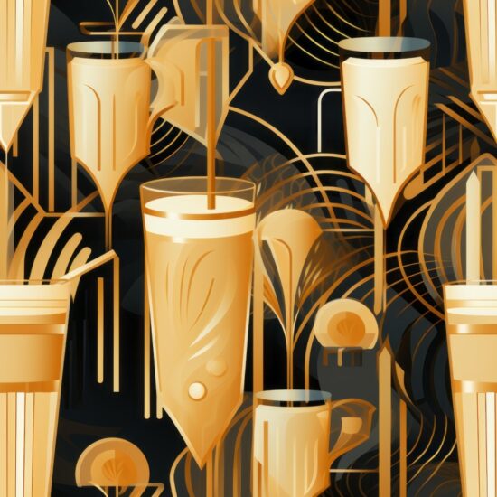 Coffee Glass Art Deco Pattern Seamless Pattern