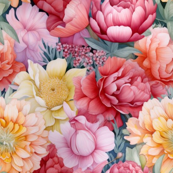 Colorful Floral Close-Ups Seamless Pattern