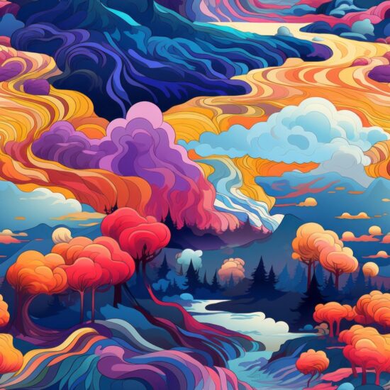 Colorful Landscapes - Fauvist Vibrance Seamless Pattern
