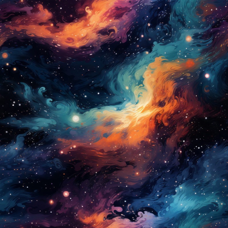 Cosmic Fusion: Galactic Watercolor Space Seamless Pattern