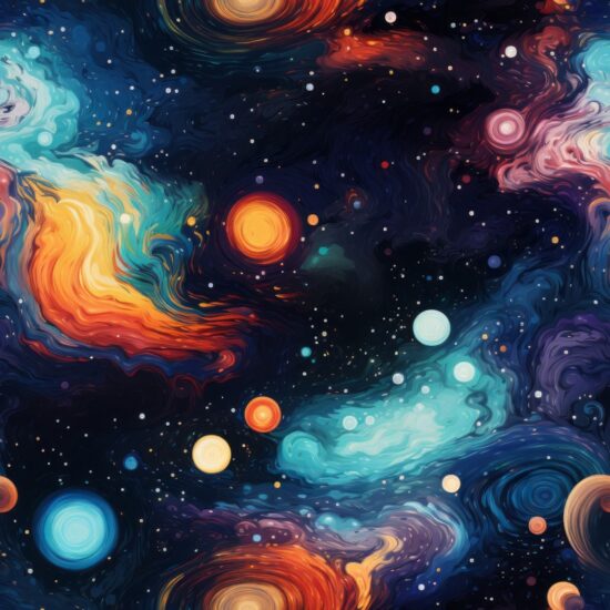Cosmic Impact - Celestial Collisions Seamless Pattern