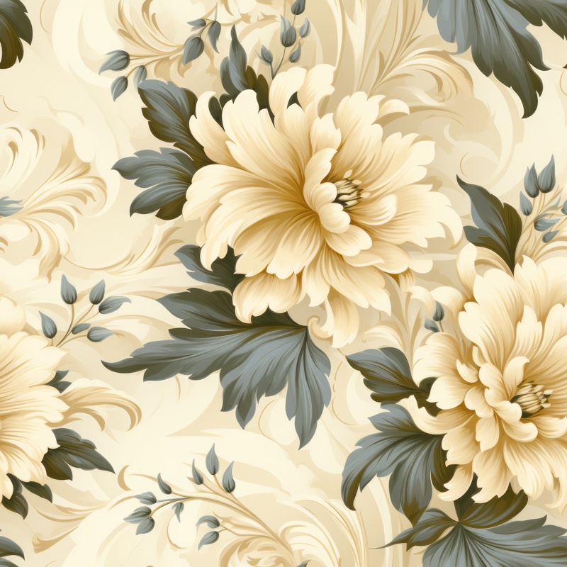 Cream Victorian Floral Wallpaper Seamless Pattern