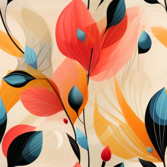 Cubist Botanical Twist Seamless Pattern