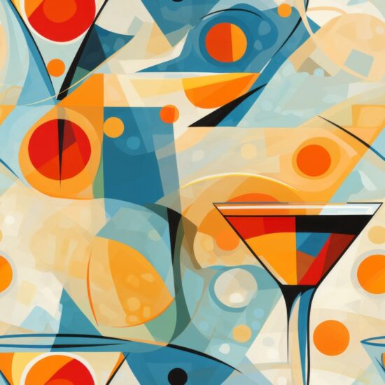Cubist Martini Cocktail Design Seamless Pattern