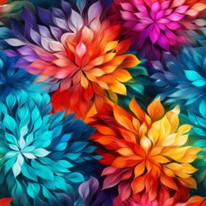 Dahlia Burst - Vibrant Kaleidoscope Pattern Seamless Pattern