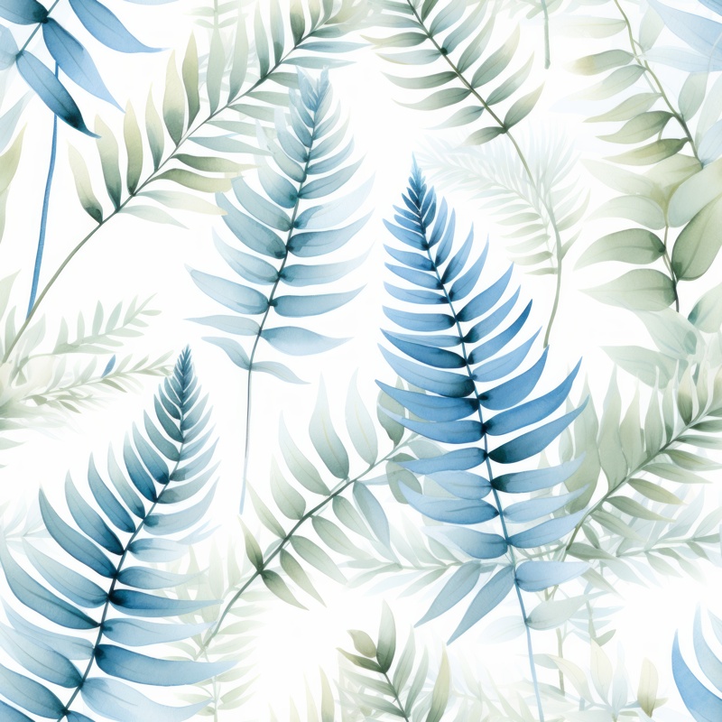 Delicate Fern Fronds Watercolor Pattern Seamless Pattern