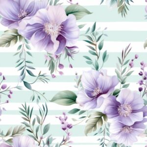 Delicate Vintage Watercolor Floral Stripes Seamless Pattern
