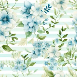 Delicate Watercolor Flora Stripes Seamless Pattern