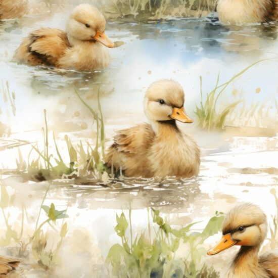 Duckling Splash Seamless Pattern