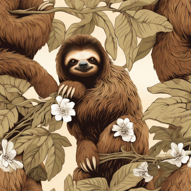 Earthy Brown Sloths - Wildlife Wonderland Seamless Pattern