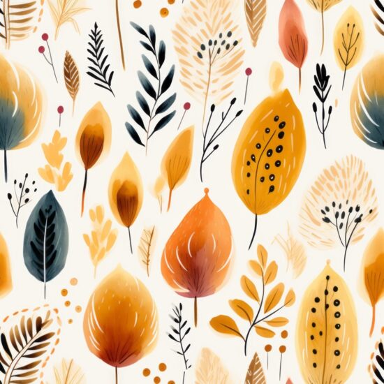 Earthy Fusion: Floral & Leaf Delight Seamless Pattern