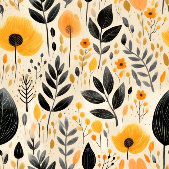 Earthy Fusion - Floral Nature Art Seamless Pattern