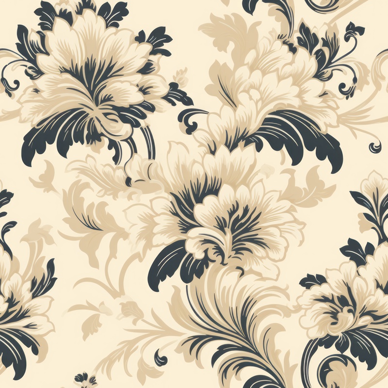 Elegant Irish Cream Floral Damask PTN 003105 pattern design