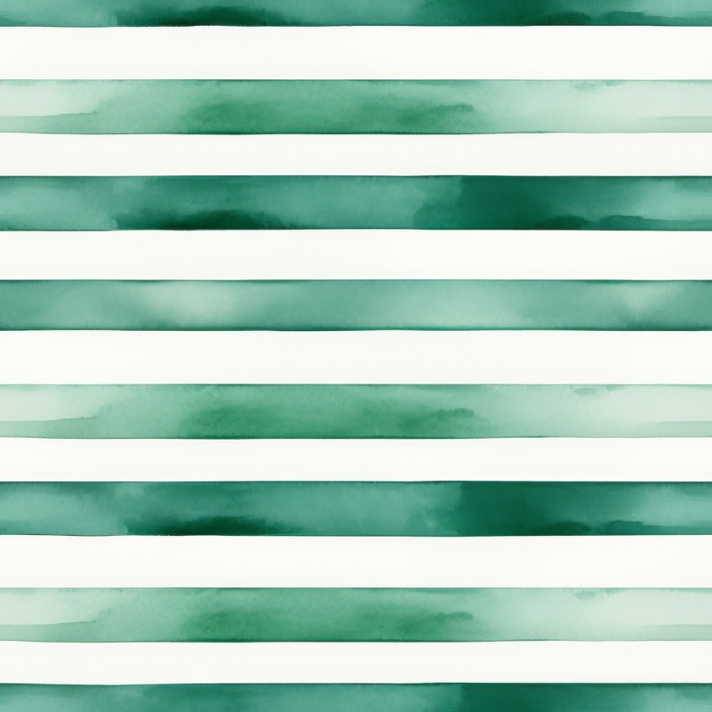 Emerald Green Watercolor Stripes Seamless Pattern