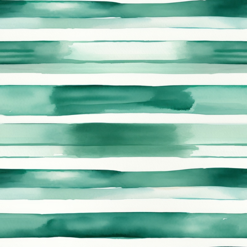 Emerald & Turquoise Watercolor Stripes Seamless Pattern