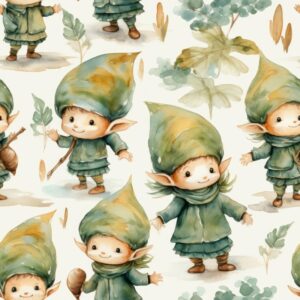 Enchanting Elf Babies Watercolor Pattern Seamless Pattern
