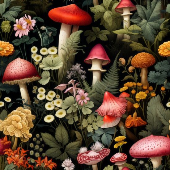 Enchanting Mushroom Illustration Seamless Pattern