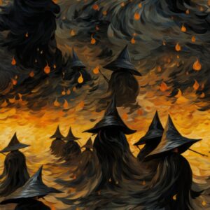 Enigmatic Witches Oil Paint Seamless Pattern