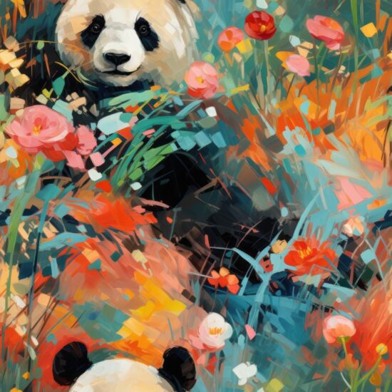 Expressive Panda Art Print Seamless Pattern