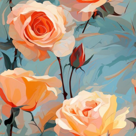 Expressive Rose Blossom Pattern Seamless Pattern
