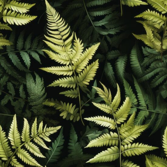 Ferns Botanical Illustration Artistry Seamless Pattern