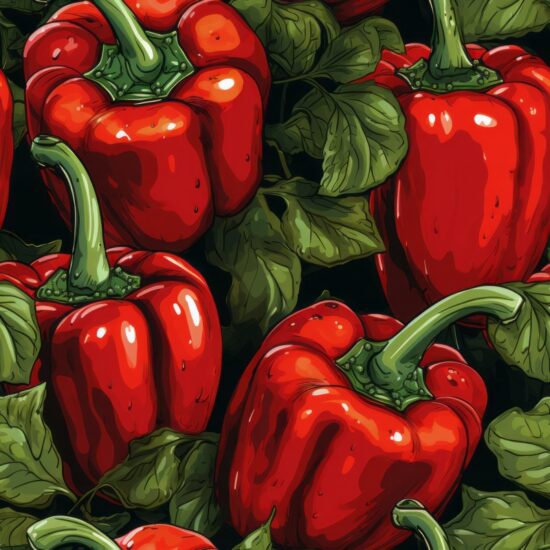 Fiery Bell Peppers Art Print Seamless Pattern