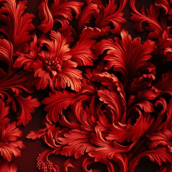 Fiery Red Floral Delight Seamless Pattern